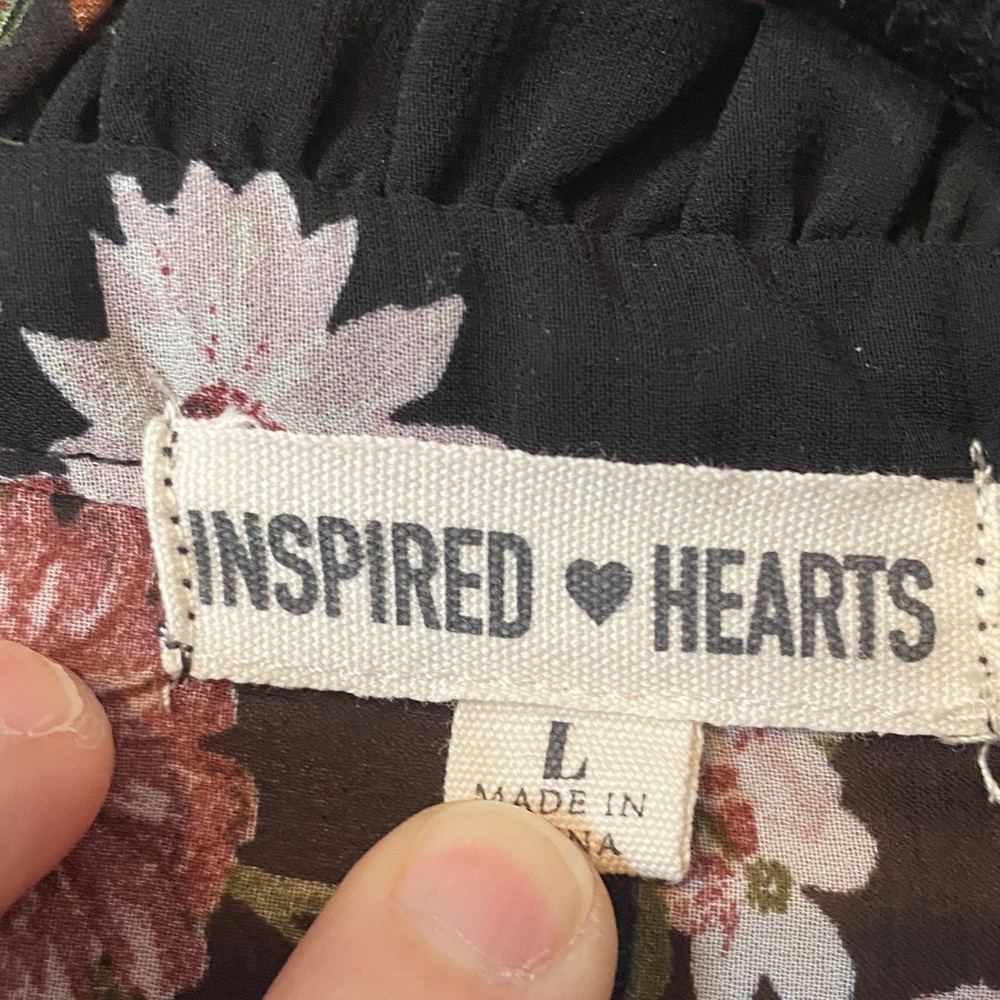 Inspired Hearts Black Dress with Floral Accents - Picture 2 of 8